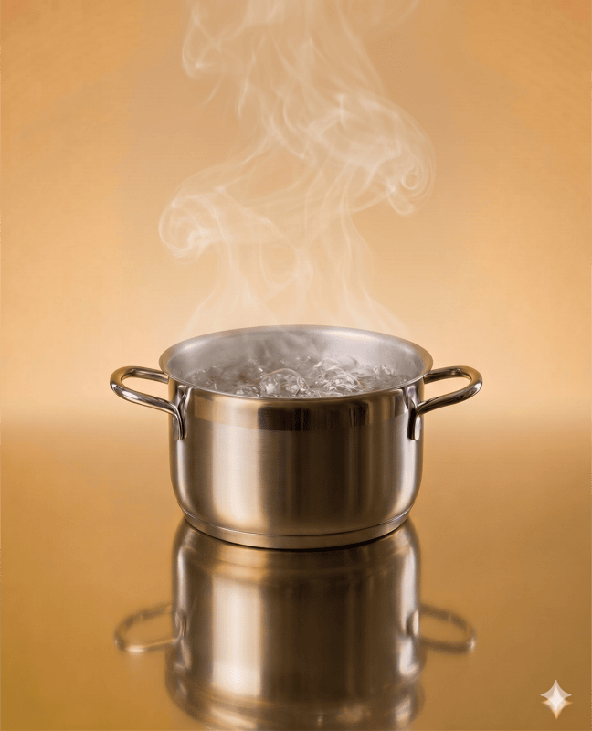 Stainless Steel Pot on the Stove